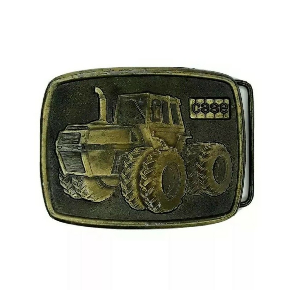 Vintage JI Case 2870 Traction King 4x4 Tractor Brass Belt Buckle 1970s RARE NOS